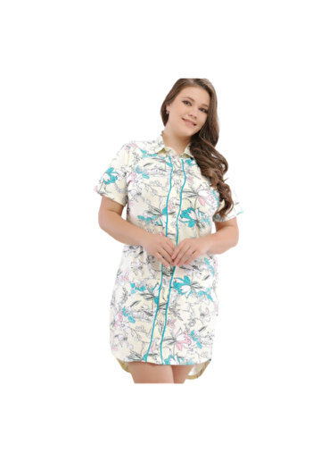 Generic Plus Size Buttoned Cotton Nightgown