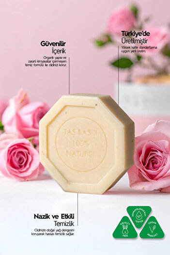 Naturix Isparta Rose Essence Stone Soap Eco Pack of 5 Skin Tone Equalizing and Brightening Care - 5X125 Gr