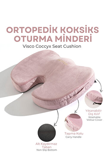 VİSCOTEX Visco Orthopedic, Non-Slip Base, Office, Car, Coccyx Sitting Cushion, 45X34X7Cm
