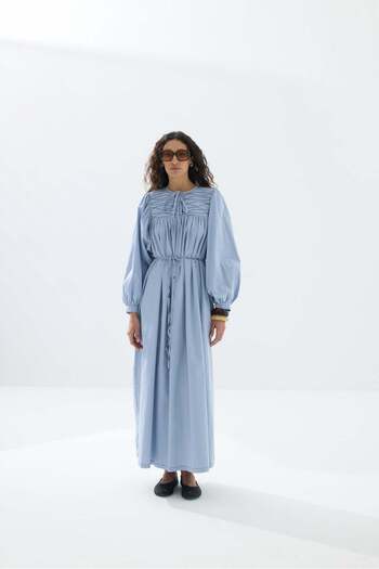 Tailors Room Φόρεμα με λεπτομέρεια κεντήματος που πλένεται - Μπλε