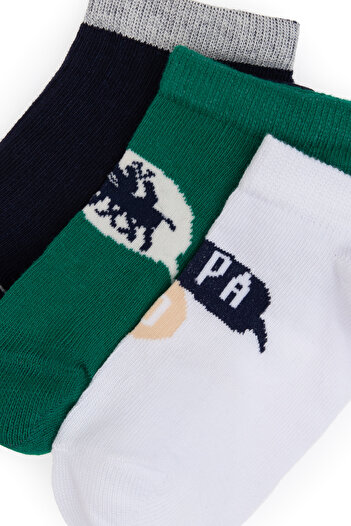 U.S. Polo Assn. Boy's White Booties Socks 50311347-Vr013