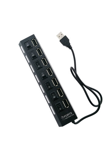 Autoblow 7-port hub BLOW PROLECH 66-387, USB 2.0, 480Mbps, 500mA, Black
