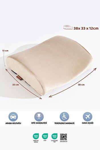VİSCOTEX Visco Orthopedic Lumbar Support Pillow, Office, Car, Chair, Seat, Back Pillow Cushion, 38X33X12 cm