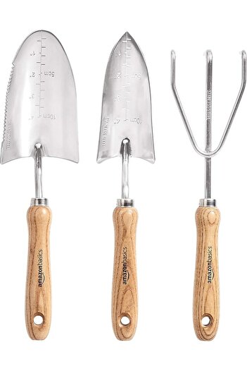 Amazon Set de instrumente gradina din 3 piese cu mistrie, mistrie de transplant si grebla de mana