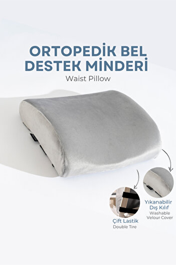 VİSCOTEX Visco Orthopedic Lumbar Support Pillow, Office, Car, Chair, Seat, Back Pillow Cushion, 38X33X12 cm