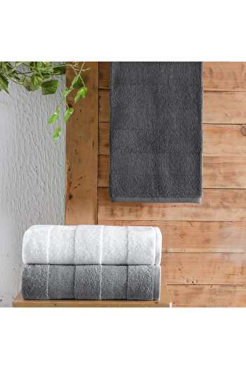 Schafer Home Solid Jacquard Towel 70X140 Cm-Anthracite