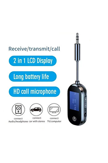 Vikefon C83 2 In 1 Bluetooth 5.4 Audio Transmitter Receiver 3.5mm AUX Jack Airplane Wireless Adapter Mic For