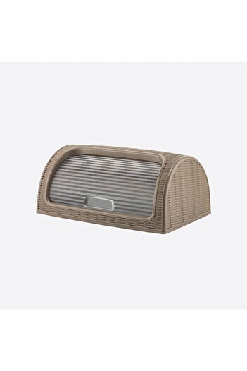 ELDİPA Rattan Desenli Ekmek Saklama Kutusu Kabı Sepeti Sürgülü Kapak – 42x27,4x18 cm - BPA Free