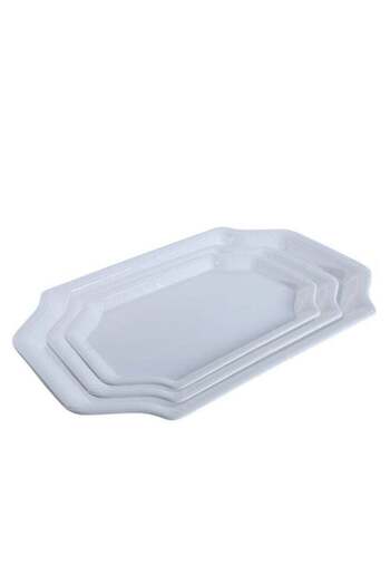 Trust 3-Piece Melamine Serving Tray Set Small Size 35CM, Medium Size 40CM & Large Size 45CM White