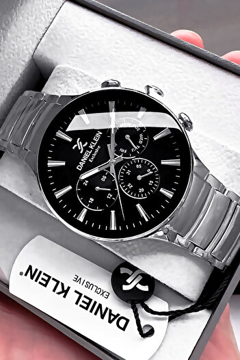 Daniel Klein Exclusive Men's Wrist Watch 3 Atm Waterproof Black Color Steel Cord Gift Bracelet Dke2131C6