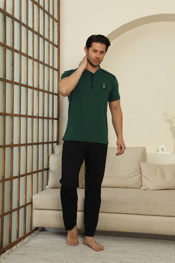 LİLA İÇ GİYİM Men's Single Jersey Short Sleeve Pajama Set