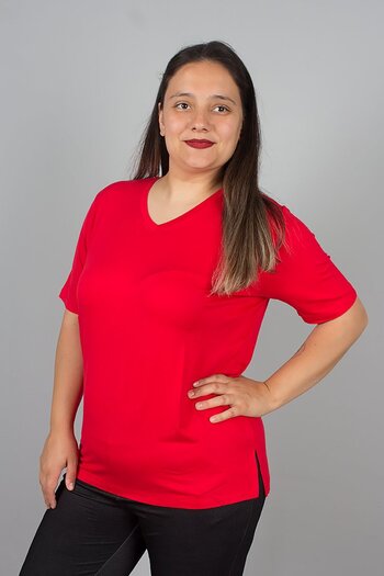 Truva XXL Red V-Neck Lycra Viscose T-Shirt – Comfortable, Stylish and Breathable Fabric