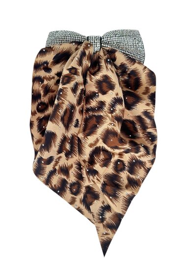 TAKIŞTIR Brown Color Leopard Patterned Stone Detailed Vending Machine Buckle