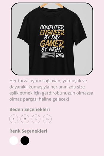 giftkonsept Computer Engineer Bilgisayar Mühendisi Yazılımcı Hediyelik %100 Pamuklu Regular Siyah Tişört
