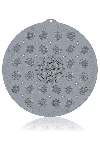 Generic Shower Stall Mats Round Silicone Material Non-Slip Shower Bath Mat with Drain, Machine Washable, Gre