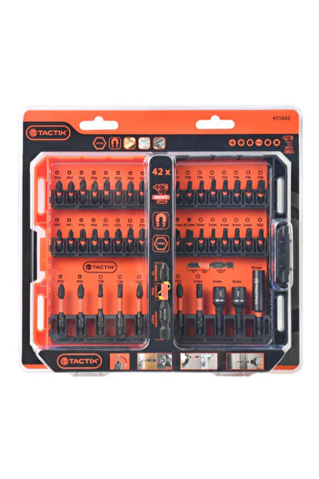 Tactix 42-Piece Pro Grade Impact Bit Set Orange and Black
