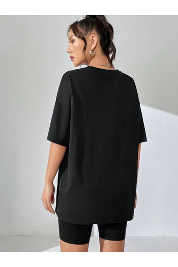 ELNOYA Unisex Cotton Black Oversize "Los Angeles" Printed Comfortable Casual T-Shirt