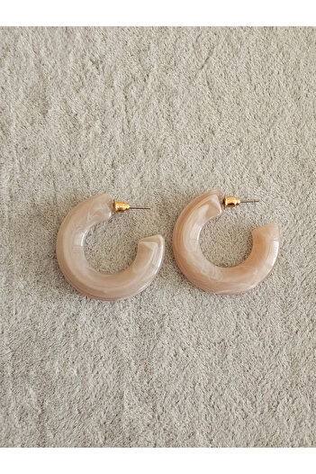 SiestaAccessories Cream-Brown Color Acrylic Hoop Earrings