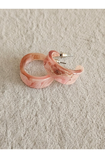 SiestaAccessories Light Pink Marble Pattern Color Acrylic Hoop Earrings