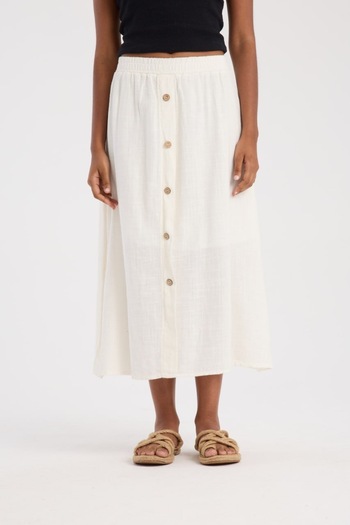 İLKCET MODA Front Button Detailed Midi Skirt