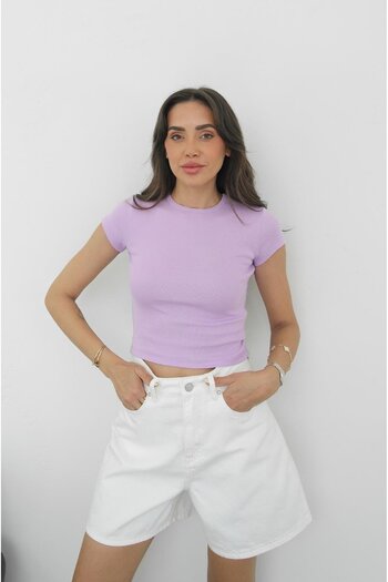 Havoş Lilac Pen Crew Neck Fit T-Shirt