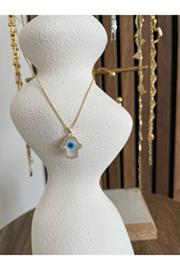 LUXURY Minimal Mavi Gözlü Meryem Ana Kolye