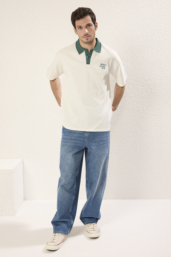 Trendyol Collection Ecru Regular Polo Neck Plain Knitted Polo Neck T-Shirt Tmnss25Po00005