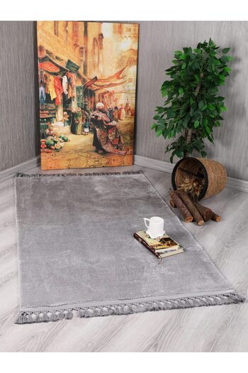 Myevilla Evilla Modern Knitted Fringed Simirna Plush Carpet Runner