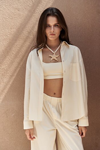 MAİ COLLECTİON Mirabella Yellow Shirt Pants Set