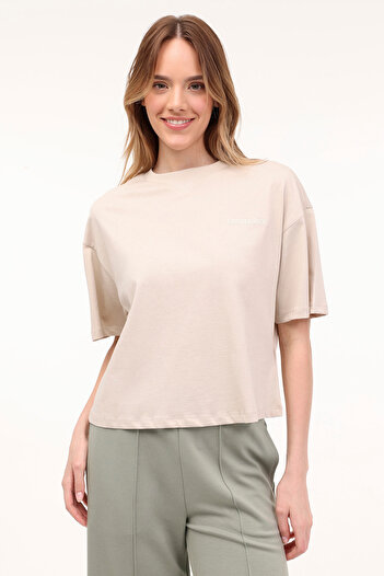 lumberjack OLIVIA 11SS102 4FX - Μπεζ γυναικείο κοντομάνικο μπλουζάκι