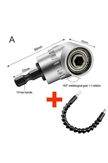 Choice Set 1 105 Degree Right Angle Driver Tools Set Flexible Power Screwdriver Drill 1/4" Hex Shank For Po