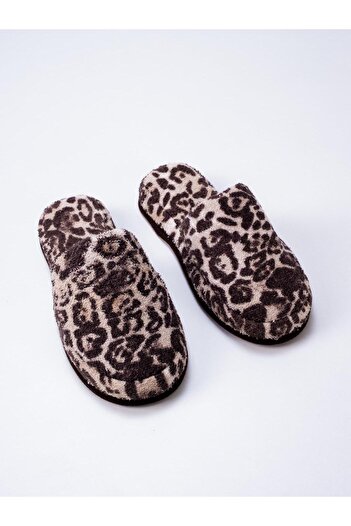 Ender Home Παντόφλες μπάνιου και σπιτιού Wild Spirit Leopard Pattern – 100% βαμβακερή πετσέτα αντιολισθητική χοντρή σόλα