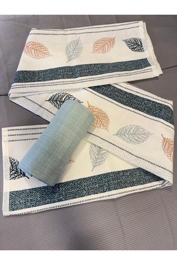 ŞENER HOME Leaf Patterned Sheet Elastic Single Pique Set