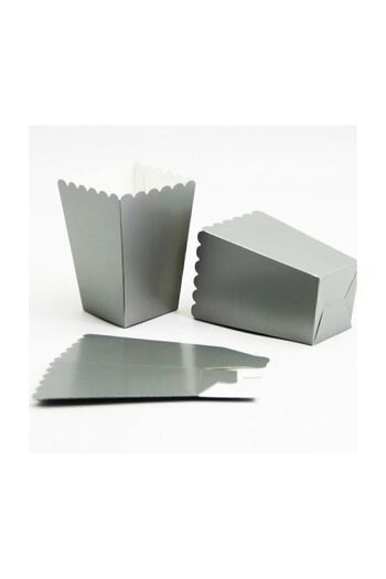 DENİZ Popcorn Box (Corn, Chips Box) 8 Pieces Silver