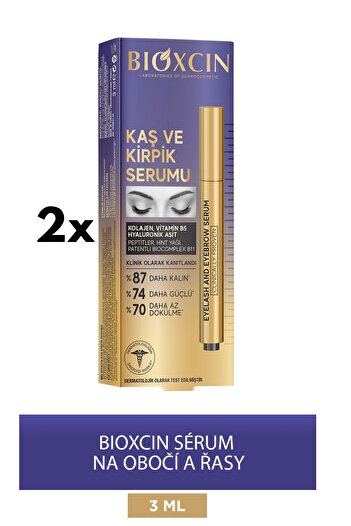 Bioxcin Sérum na řasy na obočí - Kolagen Kyselina hyaluronová Kokosový olej Keratin Peptidy B5- B11