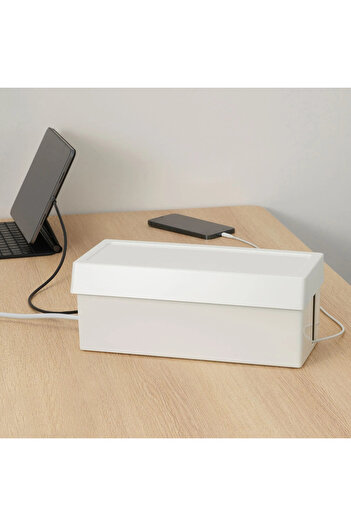 IKEA Kablo Düzenleme Kutusu, Beyaz 32x14x12 Cm, Kapaklı