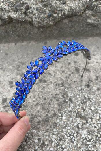 Hobigram Αξεσουάρ για την ειδική μέρα του Alejandro Saks Blue Bridal Henna Crown Γυναικείο αξεσουάρ για τα μαλλιά με στέμμα