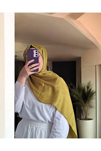 Lavena scarfs Ethnic Monogram Ζαφείρι Σάλι - Ελιά