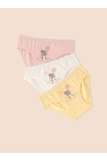 natuline Girl's Organic Cotton Lycra Panties Cute Kitten Pack of 6