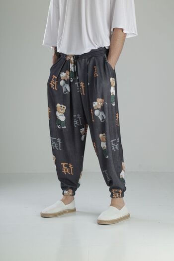 COCOPELLI Teddy Bear Patterned Twisted Fabric Pleated Half Baggy
