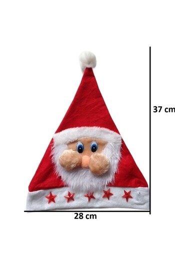 Flippy Santa Claus Hat with Red Stars, Flippy, Universal Size, Textile Material, 28 x 37 cm, White/Red