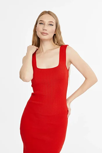 MA ananas Women's Strappy Ribbed Knitted Dress