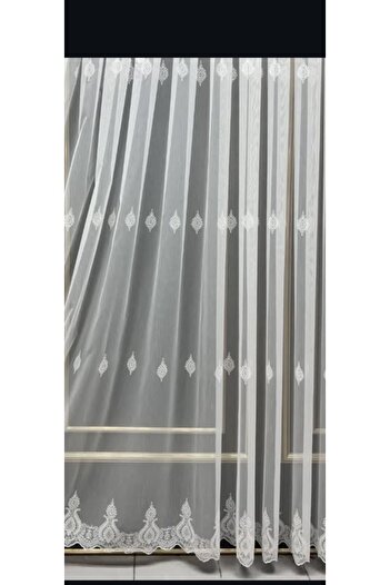 Store Taçhome Serpme Desenli Titim Zeminli Salon Tül Perde
