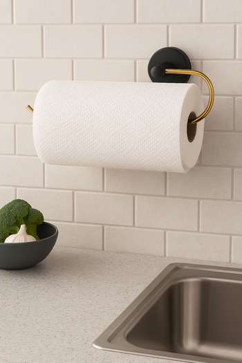 MultiStore Gold Black Paper Roll Towel Holder Napkin Holder Kitchen/Bathroom Hanger