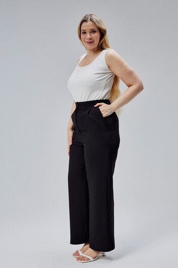 Symirna High Waist Pleated Lycra Women Pants