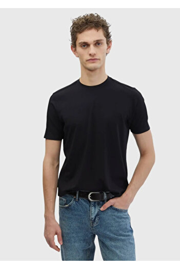 Ramsey Μαύρο T-shirt Μπλούζα με Στρογγυλή Λαιμόκοψη
