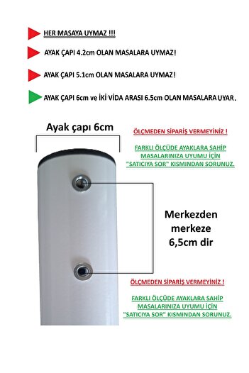 DEMONTEPARK 4 bucăți - picior tub metalic alb, picior masă bucătărie 72,5 cm