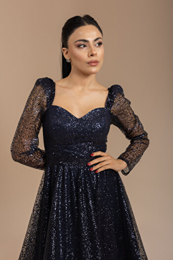 berissima bride Φόρεμα αρραβώνων Cecilia Gradient Tulle Sweetheart λαιμόκοψη Navy Blue