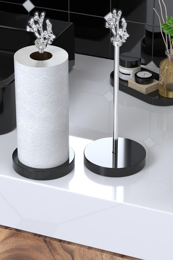 EOCRAFT Siyah Granit Mermer Gümüş Metal Yuvarlak Kağıt Havluluk Peçetelik Banyo Sofra Mutfak Düzenleyici