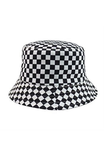 Köstebek Black and White Checkered Bucket Hat